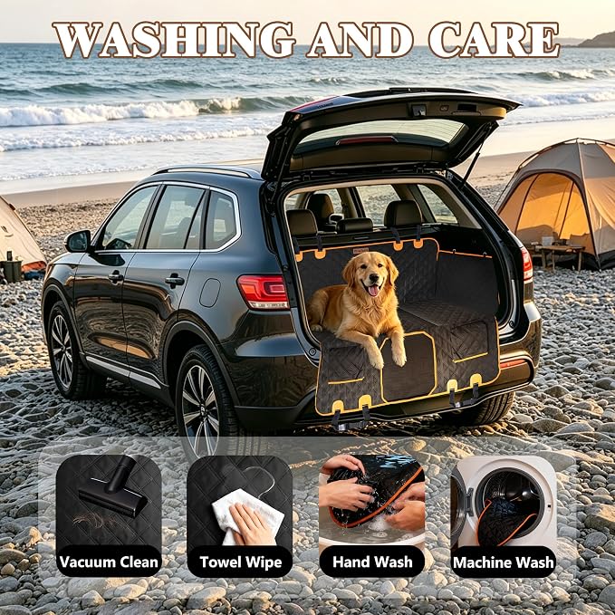 Dog Car Seat Cover for Back Seat – 900D Oxford Heavy Duty Hard Bottom Extender, Waterproof Dog Hammock with Mesh Window, Joint-Friendly Sponge Pad, Supports 600LBS – Fits Sedan/SUV