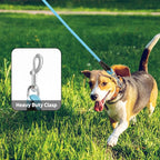Mile High Life Dog Leash with Genuine Leather Handle, 4/5/6 FT | Comfortable Leather Grip Rope Leash, Heavy Duty 360° Swivel Metal Clasp, for Small Medium & Large Dogs (Blue Black, 48 Inch)