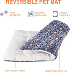Mora Pets Cat Bed Ultra Soft Dog Crate Pad Star Print 14 x 17.5 inch Blue | Washable Crate Mat for Small Dogs and Indoor Cats, Reversible Fleece Dog Kennel Pad, Flat Pet Bed, Cat Carrier Mat