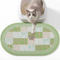 Bienbee Cat Litter Mat, 24" x 15" Litter Box Mat Rug with Non-Slip Bottom,Urine and Water Proof, Easy to Clean Cat Supplies Essentials for Indoor Kitty Kitten Floor, Green Floral Knot M