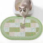 Bienbee Cat Litter Mat, 24" x 15" Litter Box Mat Rug with Non-Slip Bottom,Urine and Water Proof, Easy to Clean Cat Supplies Essentials for Indoor Kitty Kitten Floor, Green Floral Knot M