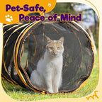 Outdoor Cat Enclosures with Tunnels, Rywell 10FT Cat Tunnel Outdoor with Cube, Portable Cat Playpen and Catio with Carry Bag for Multiple Cats