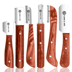 FLAMIA & JABZ FJ Professional Stripping Knife kit (6 pieces set) for Dogs & Pets, Wooden Handle Grip with Stainless Steel Blade (Right handed) (Orange)