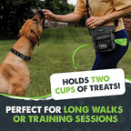 Mighty Paw Dog Treat Pouch, Magnetic No-Spill Clasp, Training Bag | Hands-Free, Belt Sling, Crossbody, Adjustable 30-52in Strap, 4 Compartments, 2 Cups Capacity, Poop Holder