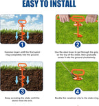 Eurmax USA 2-Pack Heavy Duty Dog Tie Out Stake, No-Tangle In Ground Anchor Runner for Large Dogs up to 210 Lbs - Perfect for Yard, Beach and Camping (Square,Orange)