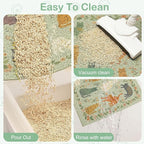 Glittme Cat Litter Mat with Non-Slip Bottom Litter Box Mat 24"X15" Litter Trapping Mat Easy to Clean Washable Cat Food Mat for Kitty,S
