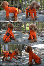 Lovelonglong Waterproof Dog Raincoat – 4-Leg Full Body Dog Rain Suit with Reflective Strips & Leash Opening, Outdoor Dog Jacket for Rainy Weather