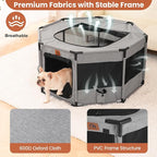 Enclosed Pet Playpen, Portable Cat & Puppy Playpen with Sturdy PVC Pipe Frame and Scratch-Resistant Fabric, Soft Kennel Crate Fence for Pet Indoor Outdoor Use (Small Size, 28x28x16.9 Inches)