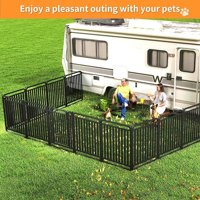 Puppy Playpen Dog Playpens Fence Outdoor Thickened Metal Tube, Low Threshold Dog Play Pen Indoors, 32" Height 16 Panels for Small/Medium/Large Dogs (Black)