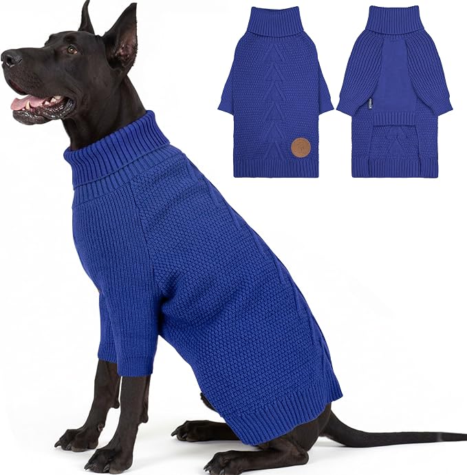 cyeollo Dog Sweater Long Sleeve Knitted Turtleneck Pullover Warm Clothes | Ultra Soft Warm Knit, Full Coverage, 4-Way Stretch for Easy Movement, Easy On & Off, Winter Daily Wear for Small Dogs