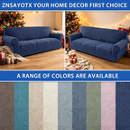 ZNSAYOTX Stretch Couch Cover, 1 Piece Oversized Sofa Covers for 3 Cushion Couch, Jacquard Sofa Slipcovers with Elastic Bottom Thickened Furniture Protector for Dog Cat Pet (X-Large, Navy Blue)