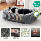 Dog Beds Large Sized Dog,Rectangle Orthopedic Pet Bed for Large Dog, Comfort Fluffy Memory Foam Dog Beds with Anti-Slip Bottom,Grey(35x25x9inchs)