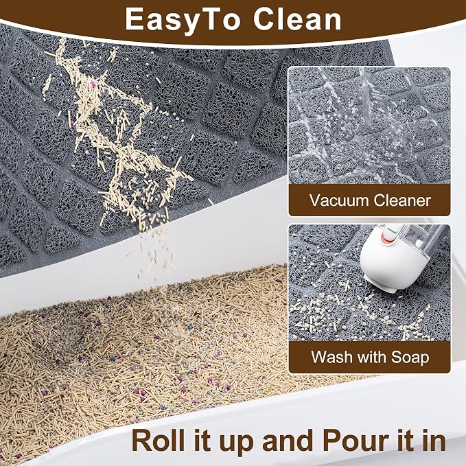Cat Litter Box Mat,23 x 14 In,Trapping Mat Premium Durable PVC Pad,Black | Easy to Clean，Non-Slip，Urine Waterproof