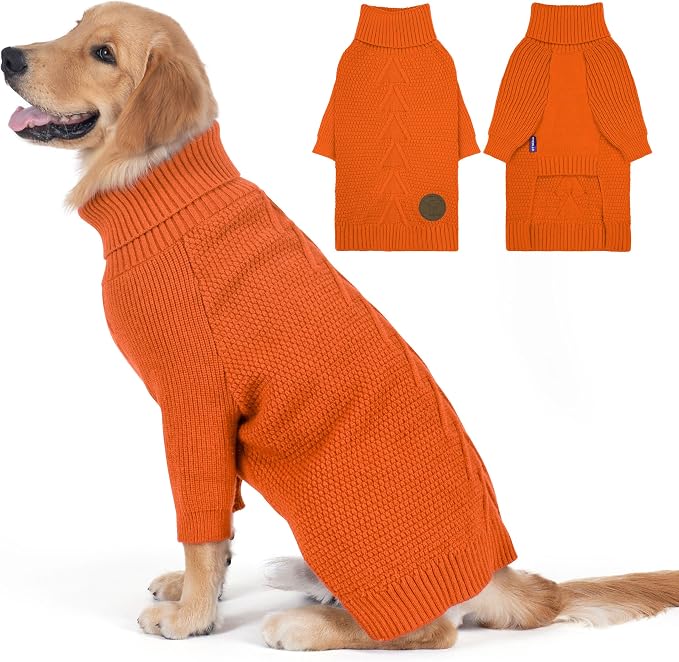 cyeollo Dog Sweater Long Sleeve Knitted Turtleneck Pullover Warm Clothes | Ultra Soft Warm Knit, Full Coverage, 4-Way Stretch for Easy Movement, Easy On & Off, Winter Daily Wear for Small Dogs