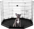 Dog Playpen - Foldable Metal Exercise Puppy Play Pen with Eight 24x42in Extra-Tall Panels and Gate - Indoor/Outdoor Dog Fence with Fabric Bottom for Dogs, Cats or Small Animals by PETMAKER (Black)