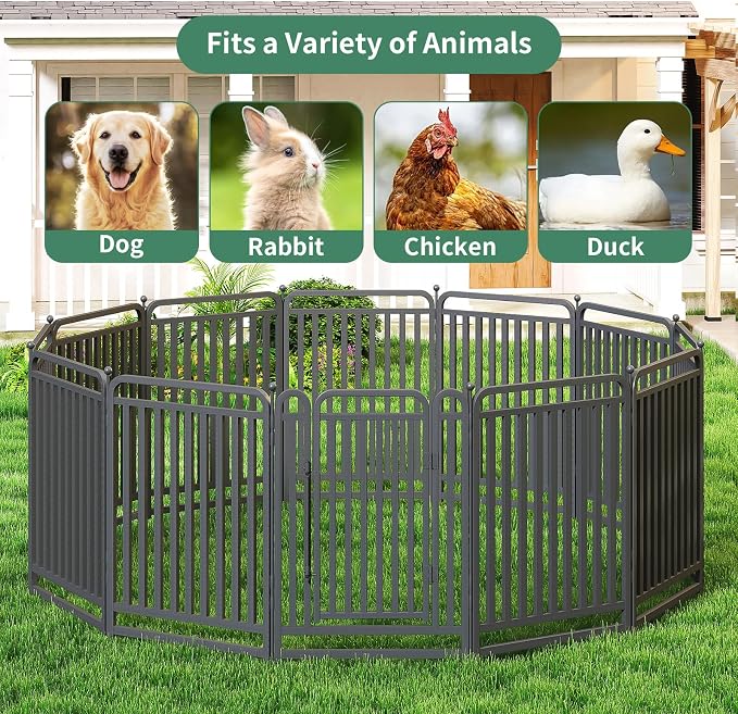40 Inch Dog Playpen Outdoor, 28 Panels Puppy Playpen Heavy Duty Dog Play Pen Indoors, Rust Resistant Dog Pen for Large/Medium/Small Dogs, Dog Fence for RV Camping