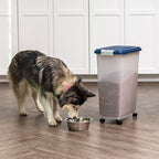 IRIS USA Dog Food Storage Container, Up to 38 lbs, Navy, Made in USA | Wheels for Mobility, Airtight Seal, BPA-Free, Best for Bird Seed, Cat food, Cat Litter, Chicken Feed, Pellets