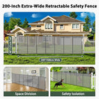 200" Extra Long Baby Gate Retractable Dog Gate for Outdoor/Indoor | 16ft Retractable Baby Gate Extra Wide Garage Gate, 48" Extra Tall Dog Gate Outdoor Retractable Driveway Fence Barrier, Gray