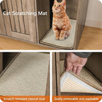 Dwanton Litter Box Enclosure, Cat Litter Box Furniture Hidden, with Scratching Mat, Wooden Cat Washroom Indoor, 31.5" L x 19.7" W x 21.7" H, Greige