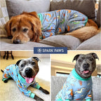 Spark Paws Dog Pajama, Dog Recovery Suit Male, Onesie, Ultra-Soft and 4-Way Stretch, for Small Medium and Large Breeds - Dragons - S