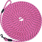 Long Dog Leash for Training 15Ft-Reflective Nylon Rope with Swivel Hook-Recall Agility Lead for Large Small Medium Dogs Outside Walking Hiking-Pink