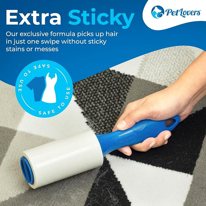 PetLovers Extra Sticky Lint Roller Mega Value Set 600 Sheets for Pet Hair Removal, Dog and Cat Lint Remover 6 Pack