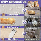 Loiion Cat Scratch Proof Furniture Protector Waterproof Sofa Cover 134"x71" | Pet-Friendly Couch Protector, Anti-Scratch & Anti-Slip Sofa Cover For Cats Dogs Kids, Machine Washable