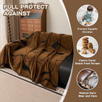 Couch Cover Washable for Dogs, Chenille Loveseat Sofa Covers Pet Friendly Marble Patterned Couch Covers Thick Dark Brown Soft Slipcover, 71" x 118"