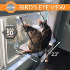 K&H Cat Window Perch, EZ Mount Kitty Sill - Fits 27in Wx23in H Glass Spaces | Sturdy Cat Window Hammock Bed, Steel Frame, Sturdy Suction Cups, Washable Shelf Cover, Foldable, 23x12in, Gray