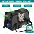 PetAmi Airline Approved Pet Carrier for Cats & Small Dogs, Soft Sided TSA Travel Carrier Bag with Sherpa Bed, Breathable Mesh Ventilation, Collapsible Bowl, Up to 18 lbs, Small Heather Dark Gray