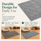 Yimobra Cat Litter Mat, Easy Clean Trapping PVC Mat, 35.4" x 23.6", Waterproof Backing, Non Slip Bottom, Scatter Control Pad for Litter Box, Dark Grey