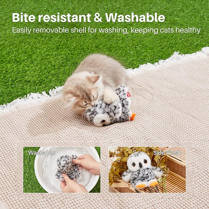 Potaroma Flapping Owl Cat Toys (No Flying), Lifelike Bird Chirp, Rechargeable Touch Activated Kitten Toy, Interactive Catnip Kicker Exercise Toys 4.0" for All Breeds | Rechargeable Touch Activated Kitten Toy, Interactive Catnip Kicker Exercise Toys 4.0...