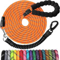 jenico Long Dog Leash 100FT: Heavy Duty Nylon Rope Leashes for Dogs Training with Reflective Threads Bungee and Padded Handle - Dog Lead for Large Small Medium Dogs Outside Walking Hiking