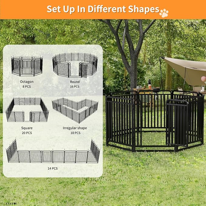Thickened Metal Tube Dog Playpen Outdoor, Low Threshold Dog Pen, Heavy Duty 40" H 20 Panels for Pet Playpens Indoor, Portable Pet Fence for Yard RV Camping