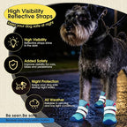 Lelepet 4pcs Dog Shoes for Hot Pavement,Dog Booties for Small Size Dogs M | Breathable dog booties with reflective double straps protect paws from hot pavement and outdoor terrain.Blue