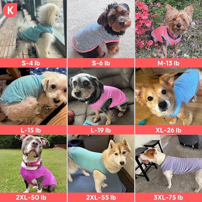 KYEESE 2Pack Dog Shirt, Lightweight Sun Protection Sleeveless Dog T Shirts for Small Dogs Girl, Breathable Pet Reflective Tank Top Summer Dogs Clothes for Outdoor Walking, Grey+Hotpink, L