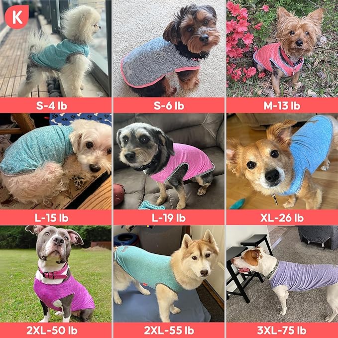 KYEESE 2Pack Dog Shirt, Lightweight Sun Protection Sleeveless Dog T Shirts for Small Dogs Boy, Breathable Pet Reflective Tank Top Summer Dogs Clothes for Outdoor Walking, Grey+Light Blue, M