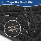 Smiry Cat Litter Box Mat 30x17, Non-Slip Water Resistant Litter Trapping Mat, Easy Clean Less Waste and Urine-Locking Cat Carpet for Indoor, Black