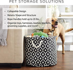 Bone Dry Pet Storage Collection Striped Paw Patch Bin, Small Round, Grayz, Medium Breeds