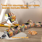 Cat Tunnels for Indoor Cats Large, 3 Way Cat Tunnel with 5 Holes and Leaves, Cat Tunnel Toy with Loud Paper - Pop Up Collapsible - Connect More Tunnels for Large Cat, Puppy, Kitten