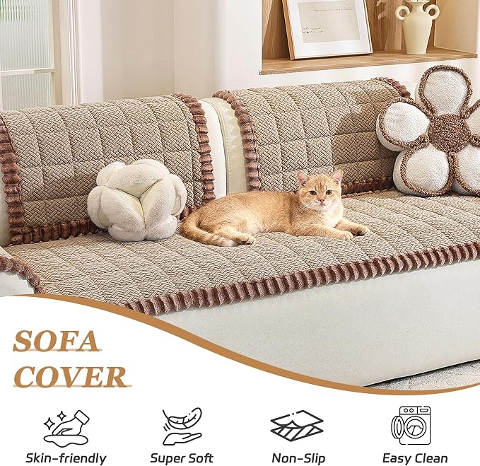 Couch Covers Washable Couch Cover for Dogs Fuzzy Sofa Covers for Pet, Non-Slip Sofas Slipcover Cushion Protector Pets Mat Dog Bed Mats(Only 1PC)