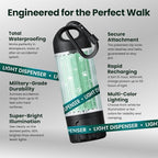 Dog Poop Bag Dispenser with LED Flashlight for Leash | USB-C Rechargeable, Waterproof, Hands-Free Waste Bag Holder, Includes 45 Bags (3 Rolls)