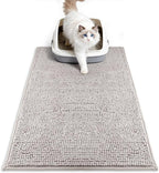 Pieviev Soft Chenille Cat Litter Box Mat, Ultra Absorbent, 28'' x 22'' | Long Plush Chenille Traps Cat Deeply, Waterproof Tpr Anti-Slip Backing, Absorbs Moisture, Machine Washable Cat Mat