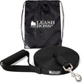 Leash Boss Free Range - Long Dog Leash for Large Dogs + Drawstring Backpack - 1 Inch Nylon Training Lead with Padded Handle (Black) (30 Ft)