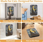 Cat Wall Scratcher, Art Cat Scratching Board for Indoor Cats | Wall Mounted Cat Scratch Pad, Water-Based Ink, Hook&Loop Strips, Floor or Wall Use, 16.7x11x1 Inch, Starry Night