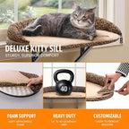 K&H Pet Products Bolster Kitty Sill Cat Window Perch Bed for Large Cats, Orthopedic Window Hammock Holds 40 lbs, Washable Cover, Indoor Windowsill Furniture Bed Seat - Tan/Leopard Unheated 14 X 24in