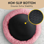 PetJett XL Dog Beds for Large Sized Dog - 45'' Extra Large Dog Bed, Anti-Slip & Washable Super Soft Round Donut Bed, Fluffy Faux Fur Anti-Anxiety Premium Comfort Pet Bed, Fits Dogs up to 120 lbs