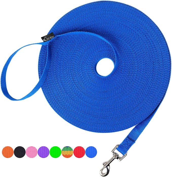 Hi Kiss Dog/Puppy Obedience Recall Training Agility Lead - 15ft 20ft 30ft 50ft 100ft Training Leash - Great for Training, Play, Camping, or Backyard Blue 15 Feet