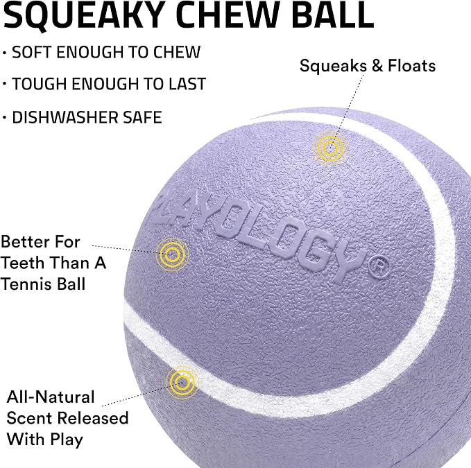 Playology Dog Toys | Squeaky Chew Ball for Large Dogs | Lamb Scented Jumbo Dog Ball | Bouncy Floating Chew Toys for Fetch