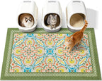 Cat Litter Mat,40"x30" High-Density PVC Cat Litters Trapping Mat, Waterproof & Non-Slip Backing, Litter Box Catcher, Soft on Kitty Paws, Easy Washable Pet Supplies Bean-Green